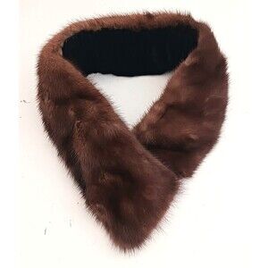Genuine Brown Mink Neck Wrap Scarf Saks Fifth Ave Made in USA Adjustable